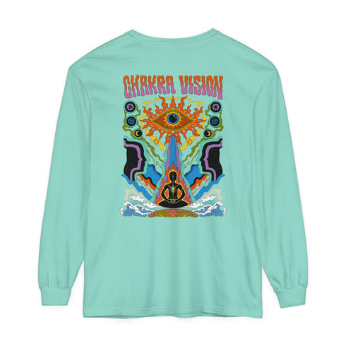 Chakra Vision (Back design) - Unisex Garment-dyed Long Sleeve T-Shirt